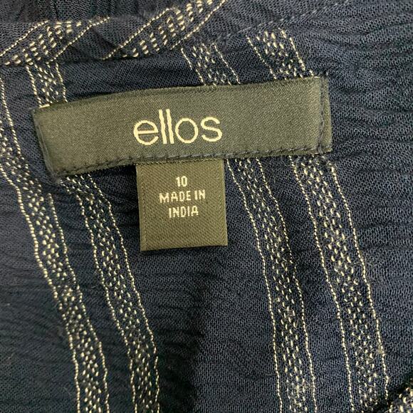 Ellos Dress Women 10 Blue Stripe‎ V Neck Tunic Shift Side Slit - Picture 3 of 8